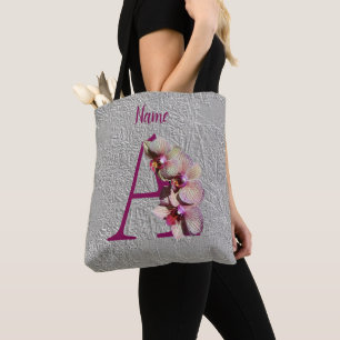 Bolsa Tote Orquídea Monograma Inicial A Elegante Personalizad