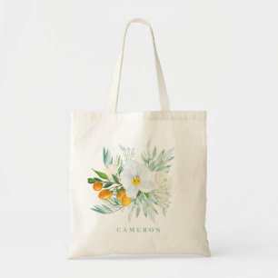 Bolsa Tote Orquídeas Brancas e Kumquats Bridesmaid