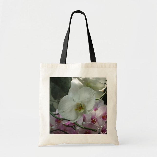 Bolsa Tote Orquídeas brancas e roxas (Frente)