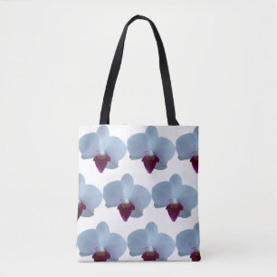Bolsa Tote Orquídeas brancas e roxas sobre impressão
