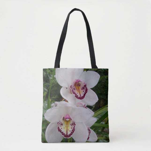 Bolsa Tote Orquídeas Brancas Lindas Flores Tropicais (Frente)