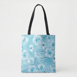 Bolsa Tote Orquídeas Brancas Tropicais de Aqua Hibiscus Flora