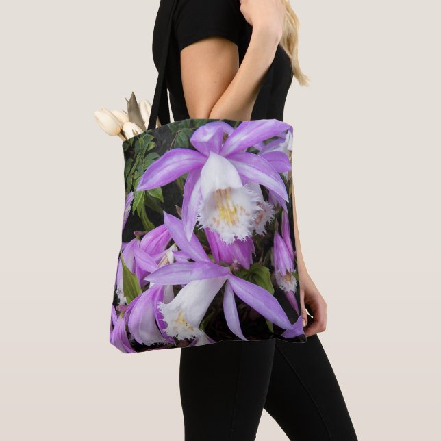 Bolsa Tote Orquídeas Florais Pleione de Peitoril (Close Up)
