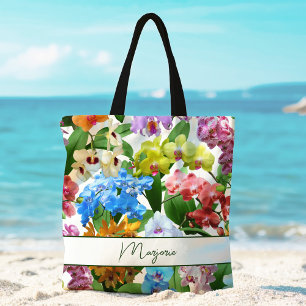 Bolsa Tote Orquídeas Florais Tropicais de Verão Personalizada