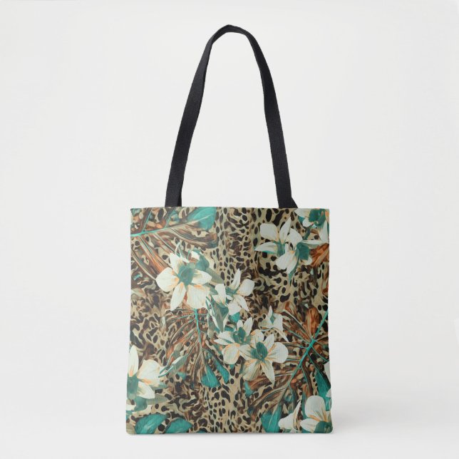 Bolsa Tote Orquídeas - Ilustração Sem Costura Floral (Frente)