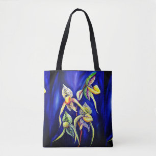 Bolsa Tote Orquídeas Tropicais Azuis