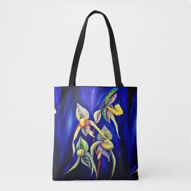 Bolsa Tote Orquídeas Tropicais Azuis (Frente)
