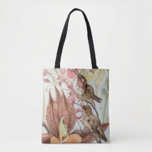 Bolsa Tote Orquídeas Tropicais Vintage, Flores e Beija-flores