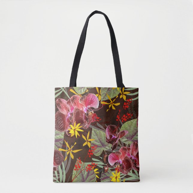Bolsa Tote Orquídeas vermelhas. (Frente)