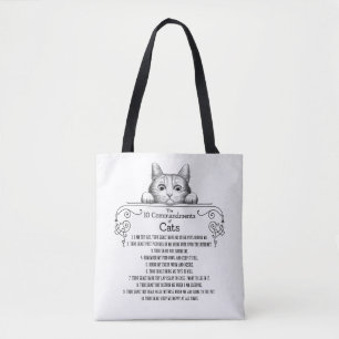 Bolsa Tote Os 10 mandamentos dos gatos engraçados