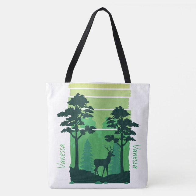 Bolsa Tote Os Adoráveis Vêm Na Floresta Verde Personalizados (Frente)