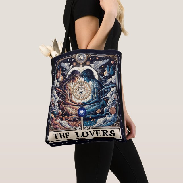 Bolsa Tote Os amantes Tarot Celestial Man & Woman Soulmates (Close Up)