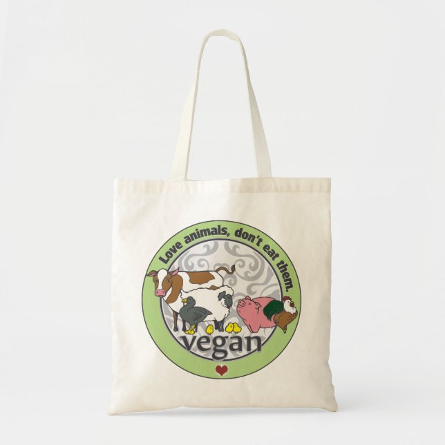 Bolsa Tote Os animais do amor não os comem Vegan (Frente)