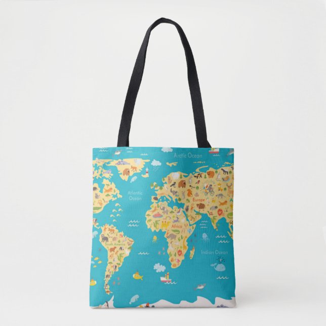 Bolsa Tote Os animais do mundo (Frente)