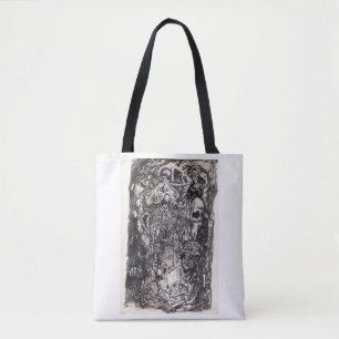 Bolsa Tote Os Antigos, desenho a tinta