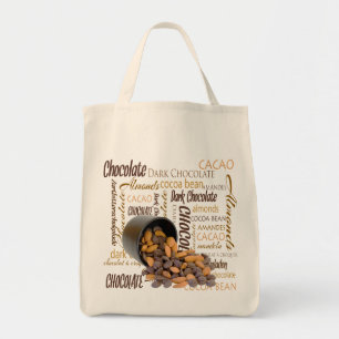 Bolsa Tote Os bocados e as amêndoas do chocolate fecham-se