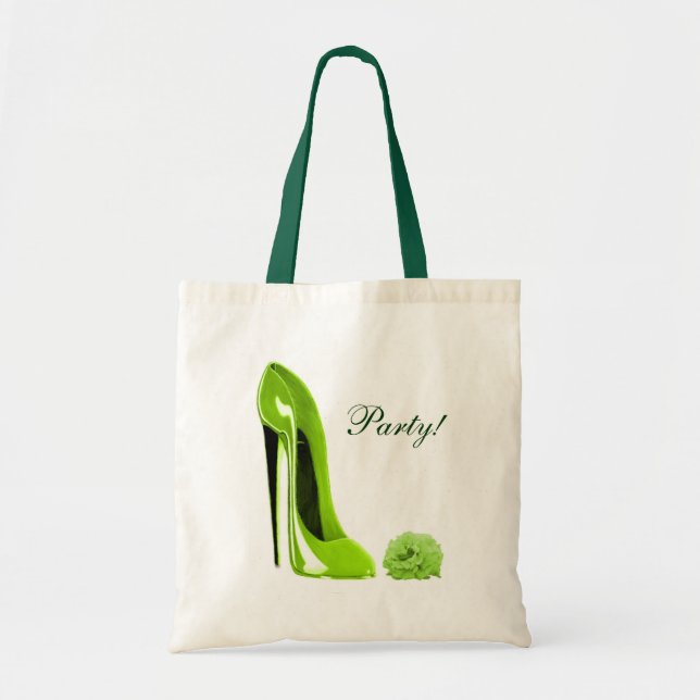 Bolsa Tote Os calçados do estilete do verde limão e (Frente)