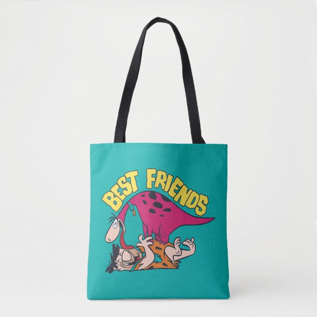 Bolsa Tote Os Flintstones | Fred & Dino - Melhores Amigos (Frente)