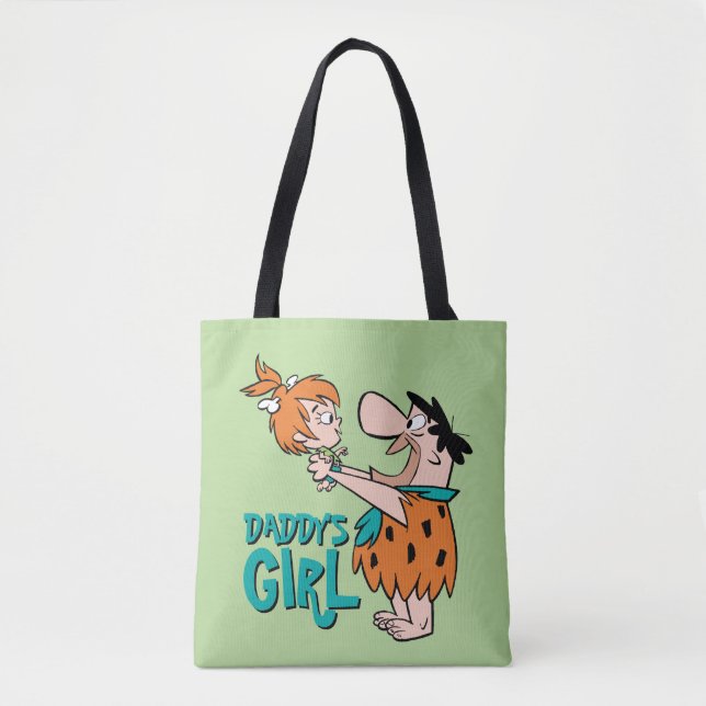 Bolsa Tote Os Flintstones | Fred & Pebbles - Garota Pai (Frente)