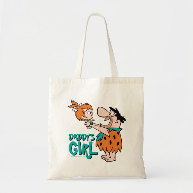 Bolsa Tote Os Flintstones | Fred & Pebbles - Garota Pai (Frente)
