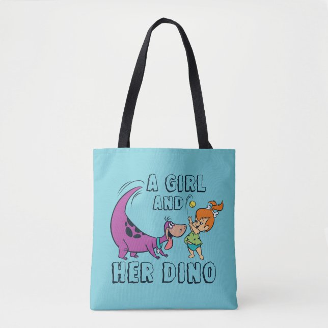 Bolsa Tote Os Flintstones | Pebbles & Dino Play Ball (Frente)