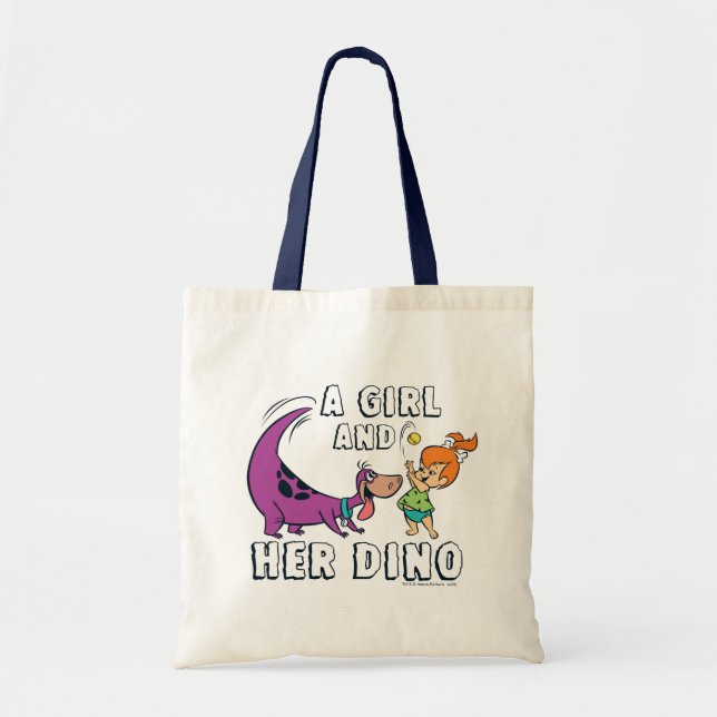 Bolsa Tote Os Flintstones | Pebbles & Dino Play Ball (Frente)