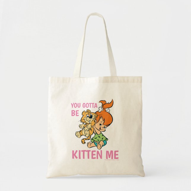 Bolsa Tote Os Flintstones | Pebbles e seu tigre (Frente)