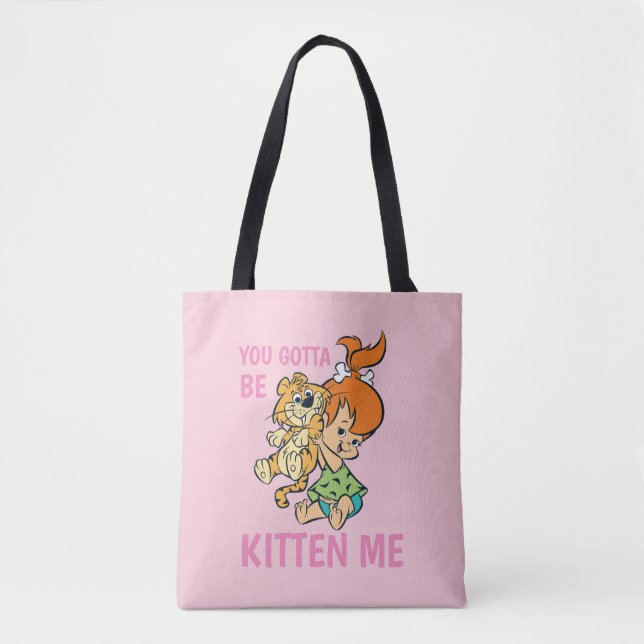 Bolsa Tote Os Flintstones | Pebbles e seu tigre (Frente)