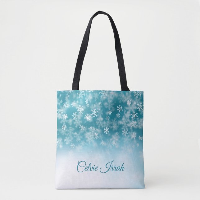 Bolsa Tote Os flocos de neve elegantes personalizaram a (Frente)