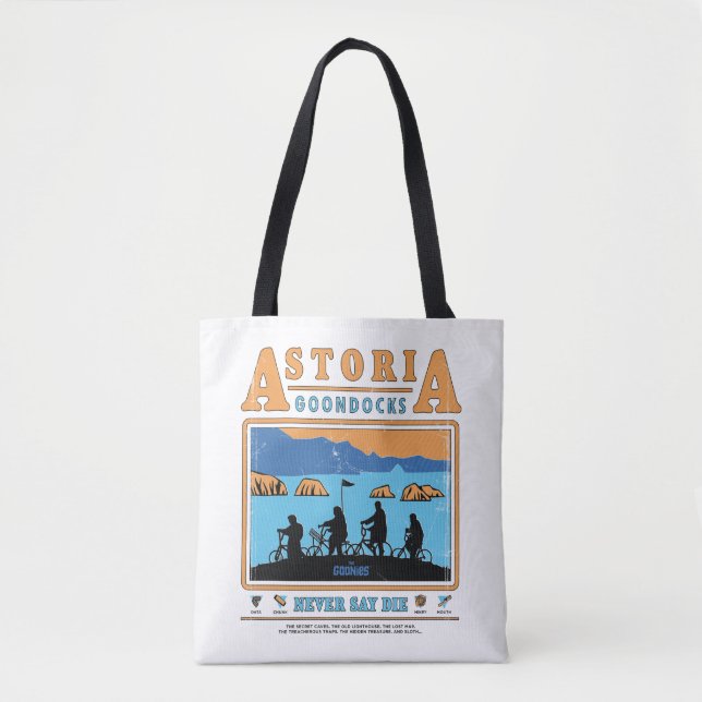 Bolsa Tote Os Goonies Silhuettes Sobre Astoria Goondocks (Frente)