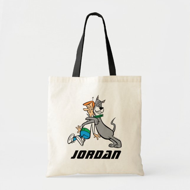 Bolsa Tote Os Jetsons | George & Astro Hug | Adicione seu nom (Frente)