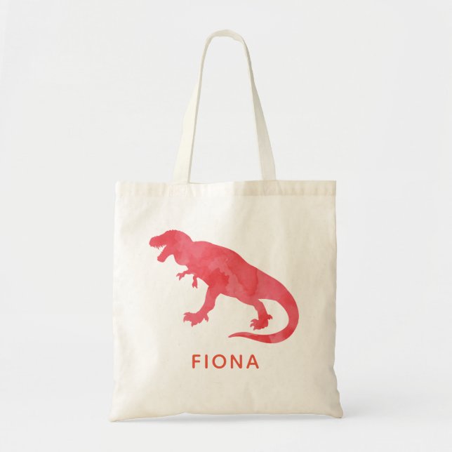 Bolsa Tote Os miúdos personalizaram o dinossauro vermelho (Frente)