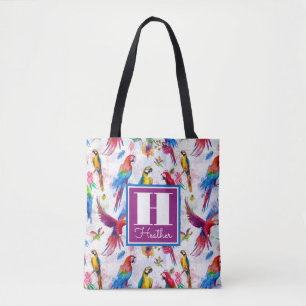 Bolsa Tote Os papagaios do estilo da aguarela   adicionam seu