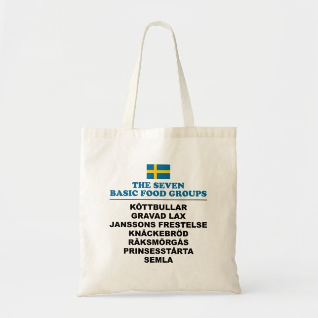 Bolsa Tote Os Sete Grupos Alimentares Básicos Funny Sueco (Frente)