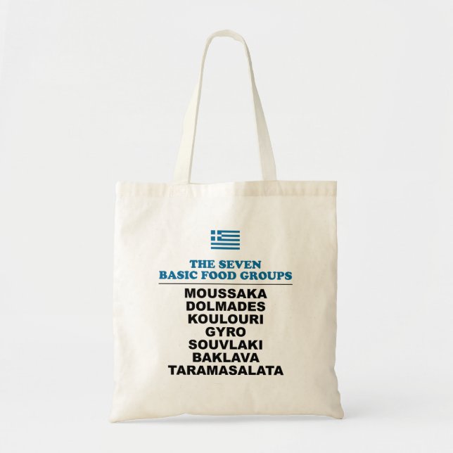 Bolsa Tote Os Sete Grupos Alimentares Básicos Grego Divertido (Frente)