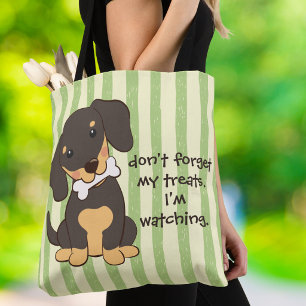 Bolsa Tote Osso de Dachshund Assistindo Faixa Verde