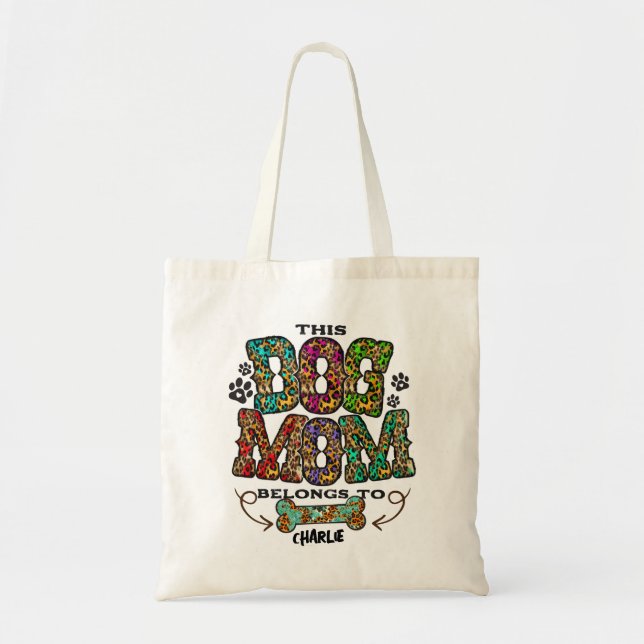 Bolsa Tote Osso de Mãe de Cachorro com Padrão de Remendo de L (Frente)