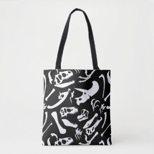 Bolsa Tote Ossos de dinossauro (preto e branco)