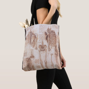 Bolsa Tote Ossos do Esqueleto da Anatomia Humana de Leonardo 