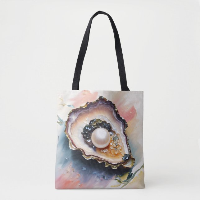 Bolsa Tote Ostra Com Arte De Pearl Shelfish (Frente)