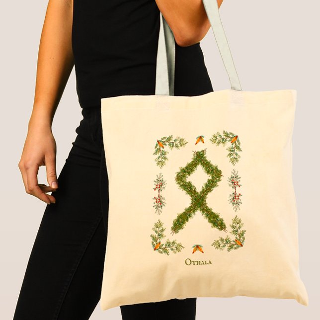 Bolsa Tote Othala Rune em Evergreen Branches Personalizados (Criador carregado)