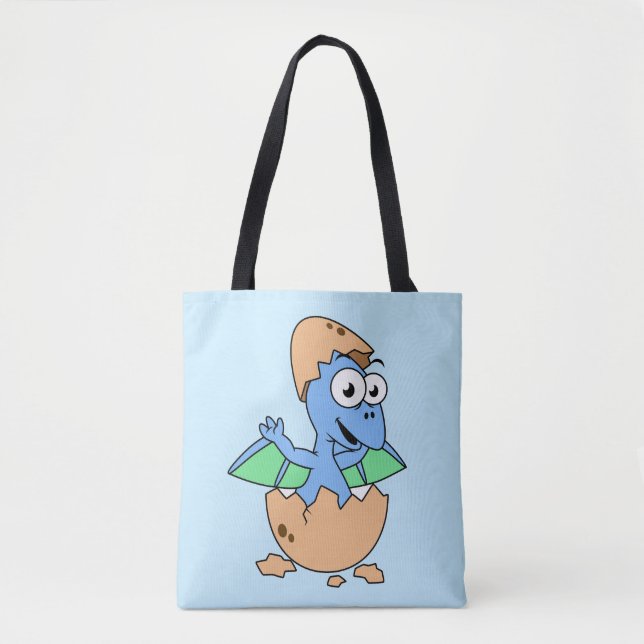 Bolsa Tote Ótima Ilustração De Um Bebê Pterodactyl Hatching. (Frente)
