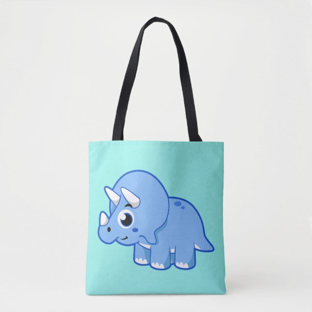 Bolsa Tote Ótima Ilustração De Um Dinossauro Tricerátopo. (Frente)