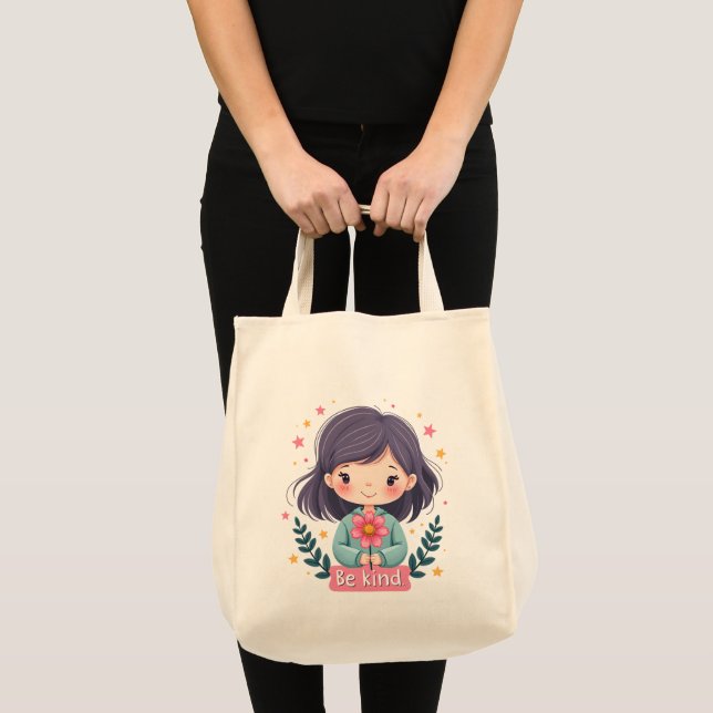 Bolsa Tote Ótima Ilustração "Seja gentil" de Kawaii - Arte In (Frente (produto))