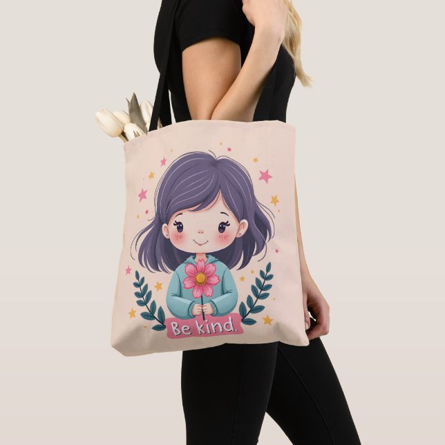 Bolsa Tote Ótima Ilustração "Seja gentil" de Kawaii - Arte In (Close Up)