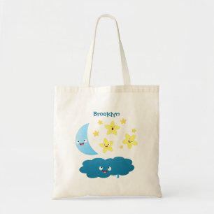 Bolsa Tote Ótimas estrelas cantoras, lua e desenhos em nuvem