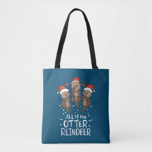 Bolsa Tote Otter Reindeer Deer Natal Xmas Presente