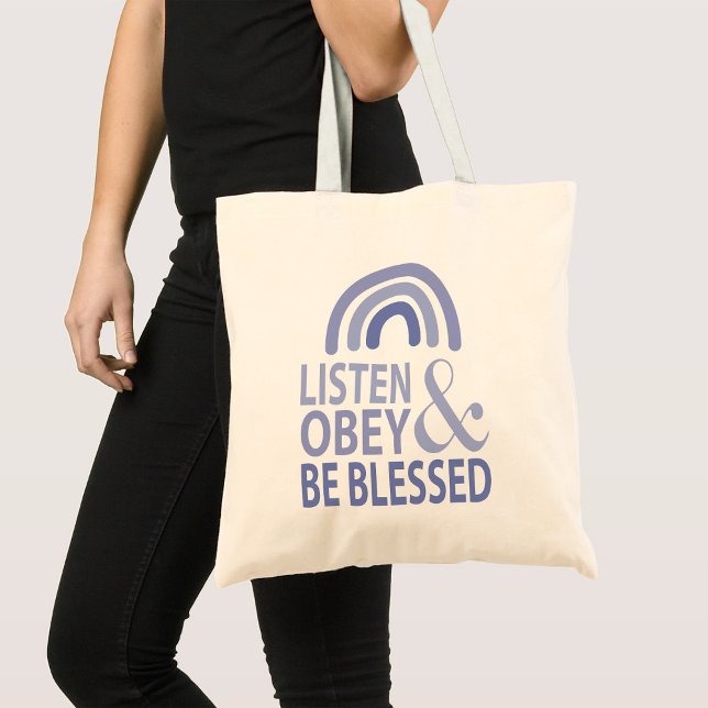 Bolsa Tote Ouça, Obedeça e Seja Abençoado  (Criador carregado)