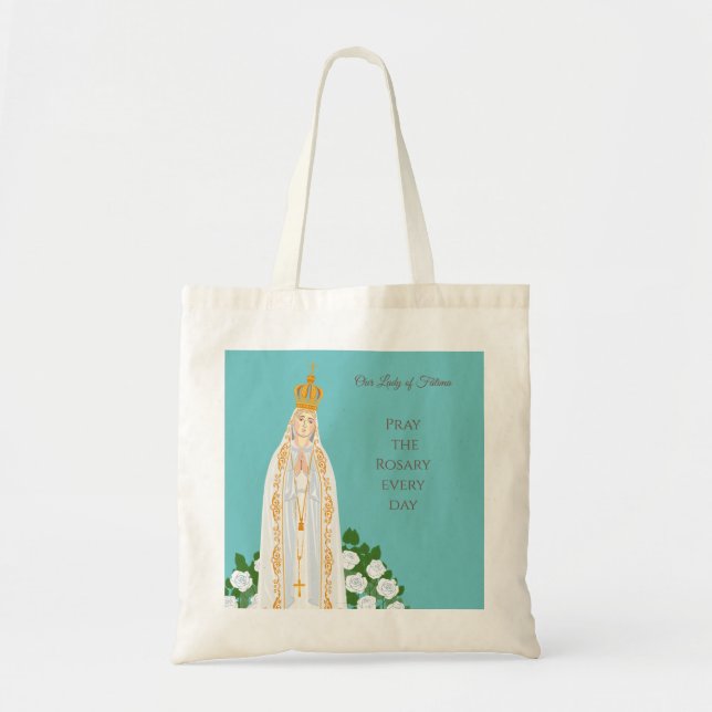 Bolsa Tote Our Lady of Fatima and white roses (Frente)