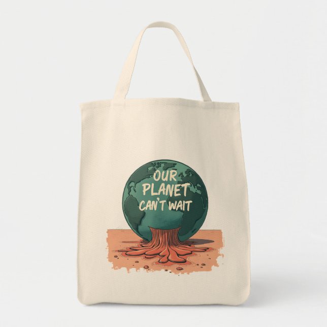 Bolsa Tote Our Planet Can’t Wait – Climate Action (Frente)
